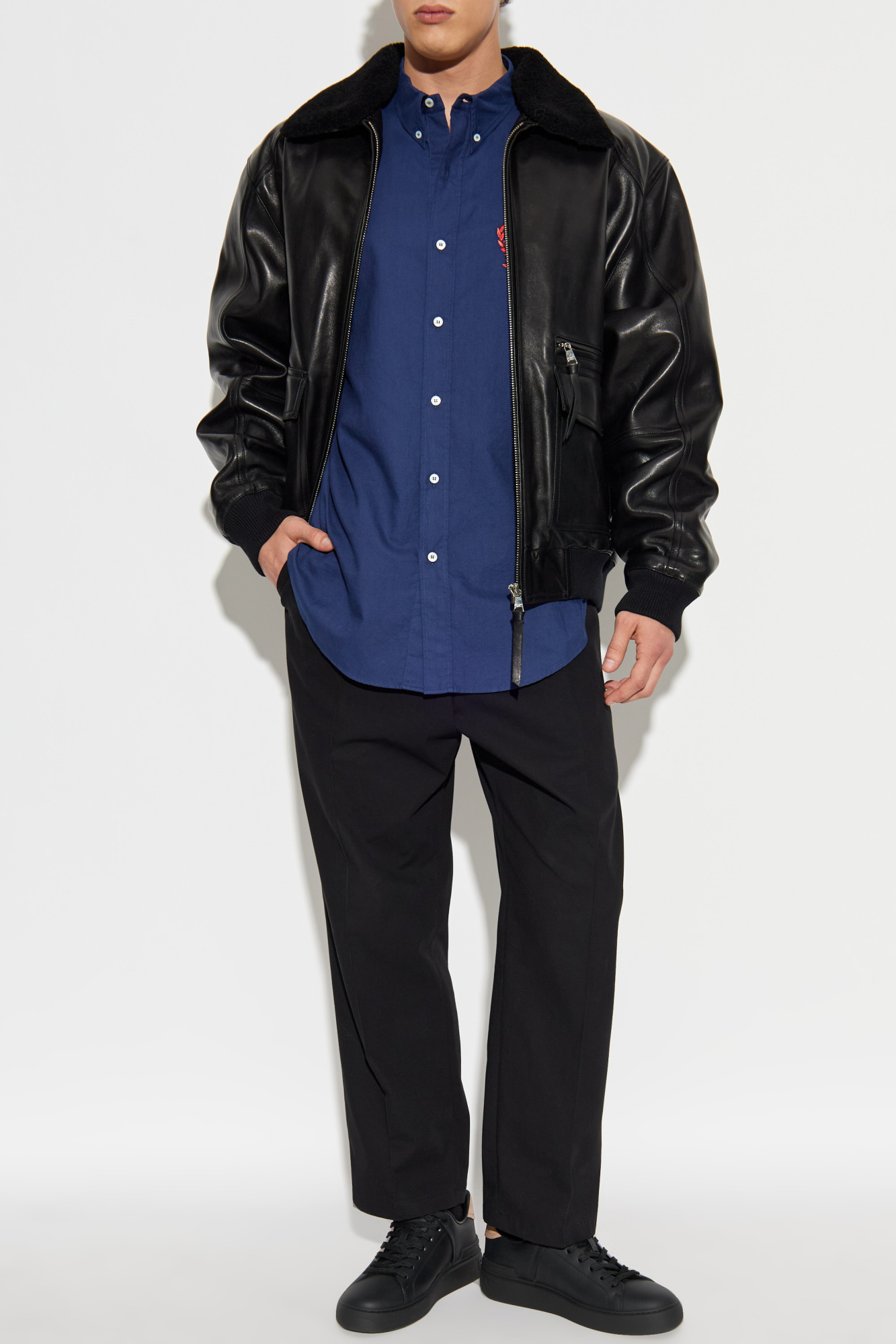 Navy blue Shirt with embroidered logo Balmain - Vitkac Canada